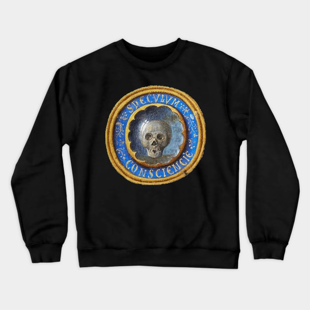 Late Medieval Manuscript Death Skull Crewneck Sweatshirt by Pixelchicken